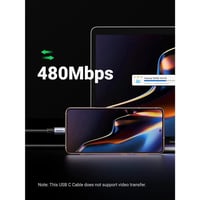 يوجرين - كيبل شحن قماشي من تايب سي إلى تايب سي 100...