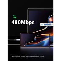 يوجرين - كيبل شحن قماشي من تايب سي إلى تايب سي 100...