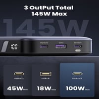 شاحن متنقل يوجرين بمنفذين PD ومنفذ USB بسعة 25000...