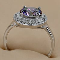 خاتم نسائي مطلي بالفضة ومزين بالزركون مقاس 7.25 أم...