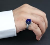 خاتم ملكي ازرق ليلي معرق عيار 925