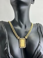 سلسال جنزير ذهب مع طبعة سبيكة وبرواز (18134)