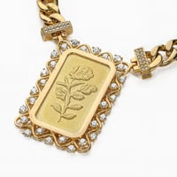 سلسال جنزير ذهب مع طبعة سبيكة وبرواز (18134)