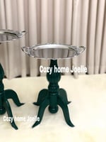 طقم طاولة تقديم لون زيتي من قطعتين بتصميم مميز