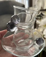 طقم لون اسود مكون من 6 كاسه و 6 فنجان كريستال مع ص...