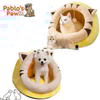 سرير مربع مبطن للقطط و الكلاب الصغيرة لون أصفر