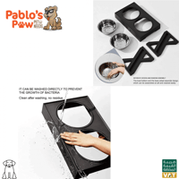 طاولة وعاء مرتفعة للكلاب لون أسود قابلة للتعديل(شا...