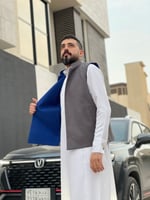 سديري جوخ دبل فيس لونين رصاصي+ازرق