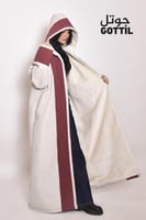 فروة نسائية بيج فاتح علي جلد عنابي