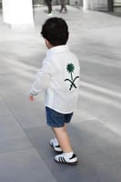 قميص كتان أبيض سيفين ونخله