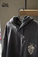 هودي شتوية ببطانة فرو ناعم لون رمادي