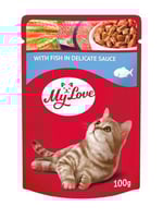 ظرف طعام رطب للقطط بالسمك 100غ My Love