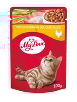 ظرف طعام رطب للقطط بالدجاج My Love