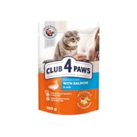 طعام رطب للقطط البالغة السلمون مع الجلي CLUB 4 PAW...