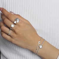 أطقم مجوهرات فضي ( أساور مع خواتم ) بتصاميم ورود و...