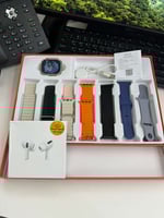 بكج التوفير ساعة الترا + سماعة البرو + 6 اساور اضا...