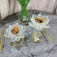 مبخره كريستال وحامل عود وصينيه