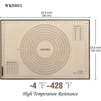 مفرش سيليكون فرد وخبز العجين في الفرن مع القياسات