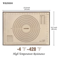 مفرش سيليكون فرد وخبز العجين في الفرن مع القياسات