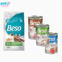 بيسو طعام جاف 2 كيلو للقطط البالغة مع طعام رطب مشك...