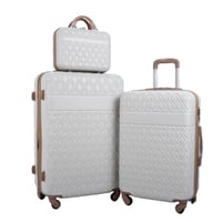 مورانو طقم شنط سفر فايبر من 4 قطع منقوش ابيض كاكي