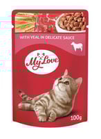 ظرف طعام رطب للقطط باللحم MY LOVE 100G