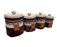 جراب مع علبة ستيل نقش تركي عنابي