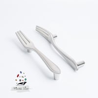 457 - مقبض بشكل شوكة لون ( فضي انتيك ) - قطعتين