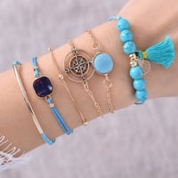 مجموعة اساور بحجر الفيروز لون ازرق موديل رقم G-6