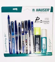 مجموعة من الأقلام الجافة والحبر (ازرق) + محدد لون...