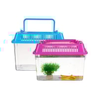 حوض سمك بلاستيك صغير مربع - بغطاء ألوان متعددة