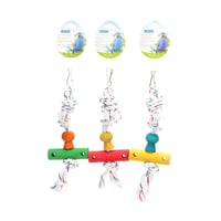 لعبة خشبية مع كرات وحبال للطيور والببغاء - الوان م...