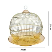 قفص طيور دائري بصحن عريض ذهبي
