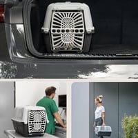 قفص تنقل قطط وكلاب باب بلاستيكي - رمادي