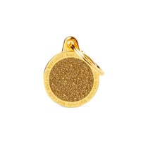 ماي فاميلي قلادة دائرية لامعة حجم صغير ذهبي