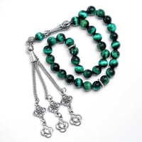 سبحة حجر عين النمر (اخضر)