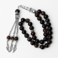 سبحة حجر عقيق بني