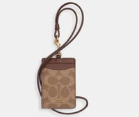 Id Lanyard In Signaure Canvas- Im/Tan/Brown