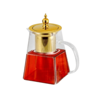 إبريق شاي زجاجي شفاف - ذهبي خشي - DLC-36297