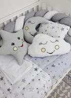 مفرش رمادي للاطفال مع الحواجز مكون من 7 قطع