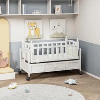 سرير أطفال مع خزانة وعجلات 90 × 45 سم