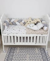 طقم مفرش وحواجز سرير أطفال قطن 7 قطع - صناعة تركية...