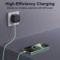 جودا - كيبل شحن نايلون بقوة 60 واط تايب سي الى تاي...