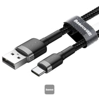 بيسوس - سلك USB تو تايب سي قماش بطول 3 متر - اسود