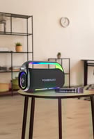 مكبر صوت كاريوكي 150 وات مع ميكرفون وجهاز تحكم باو...