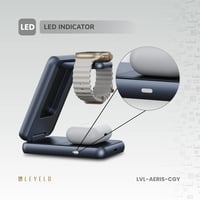 شاحن لاسلكي قابل للطي ثلاثي الوظائف لون رمادي غائم...