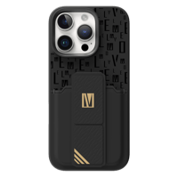 كفر هاتف ايفون 16 برو لون اسود مع ستاند من ليفلو