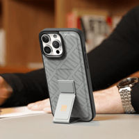 كفر مورفيكس مع حامل لموبايل ايفون 16 برو لون رمادي...