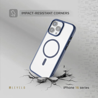 جراب جهاز ايفون 16 برو ماج سيف لون ازرق من ليفلو