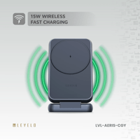 شاحن لاسلكي قابل للطي ثلاثي الوظائف لون رمادي غائم...